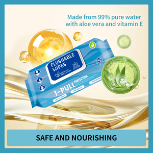 Mẫu miễn phí 100% phân hủy sinh học Flushable Chất liệu mô ướt nhà vệ sinh Flushable khăn lau với Aloe & vitamine - Product Image 5