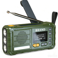 Radio DAB à manivelle d'urgence avec lampe torche LED, haut-parleur DAB+ FM et chargeur de téléphone Power Bank ASA 4500mAh