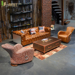 गुणवत्ता लक्जरी सोफे विंटेज औद्योगिक रेट्रो एविएटर सोफा सिगार लाउंज वैयक्तिकरण पब क्लब स्टूडियो फर्नीचर सैलून डी विलाई - Product Image 5