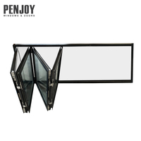 Fenêtre pliante verticale en aluminium PENJOY - Utilisation en cuisine, isolation thermique, étanche, installation facile, faible MOQ