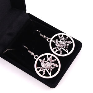 Pendientes colgantes vintage para hombre, aretes con colgante <span class=keywords><strong>de</strong></span> Luna y Pentáculo - Product Image 5