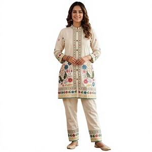 Women's Indian Ethnic Digital Print Cotton Salwar Kameez Set Beige Regular Fit Formal Style Graduation <b>Wedding</b> Casual Moisture - Product Image 5