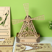 Kit de montage d'éolienne DIY en bois 3D avec engrenages et boîte de rangement – Vente en gros