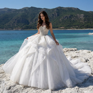 Vestido de Novia Elegante con Cuentas y Bordado de Encaje de Alta Calidad Gt26035, Gran Venta, Estilo Hada, Jancember - Product Image 1