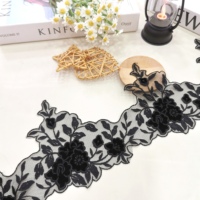 Découpe laser de tissus en velours, dentelle à double couche, garniture en maille pour lingerie, soutien-gorge, robe, robe de soirée, applique brodée 3D.