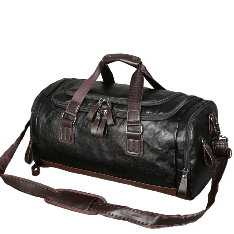 PU Leather Large -capacity Travel Bag Men's Business Trip Luggage Bag Travel Hand Luggage Bag
