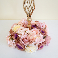 Couronne de fleurs artificielles rose poudré et violet, motif floral rond, roses et hortensias, pour centre de table de mariage, décoration de pilier de table principale