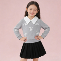 Ensemble jupe et sweat-shirt pour bébé fille, robe plissée trapèze, tenue 2 pièces pour petites filles, idéal pour les occasions décontractées et les fêtes