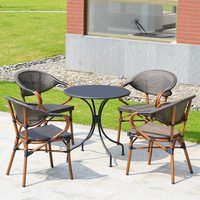 Ensemble de tables de jardin modernes et populaires pour hôtels et complexes hôteliers, 2 places, en aluminium et Teslin, pliables, durables, pour terrasse extérieure