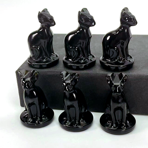Haute qualité spirituelle roche naturelle 4cm obsidienne Quartz égyptien <span class=keywords><strong>Mau</strong></span> chat pierre de guérison Chakra cristal sculpture pierre précieuse artisanat - Product Image 5
