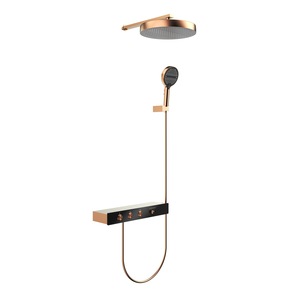 Single-Piece Direct-Ship Brushed <strong>Gold</strong> <strong>Shower</strong> <strong>Head</strong> Set with Shelf Flat <strong>Shower</strong> <strong>Head</strong> in Rose <strong>Gold</strong> Pressure-Boosting <strong>Shower</strong> Sprayer - Product Image 5