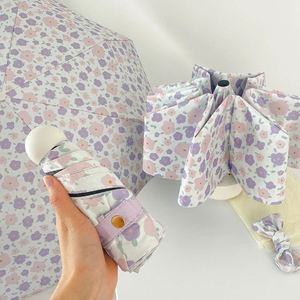 Paraguas Compacto Ultraligero de Doble Uso para Mujer, con Protección UV 8K y Diseño de Pequeñas Flores Púrpuras, Regalos Empresariales, Mango de Plástico - Product Image 3