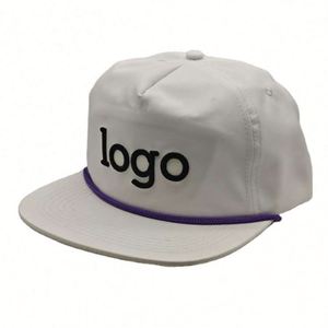 Fashion <b>White</b> <b>Flat</b> Brim Capcustomized Design <b>Caps</b> 5 Panel <b>Flat</b> Embroidered logo Hat Adjustable Unstructured Dad Hat - Product Image 1