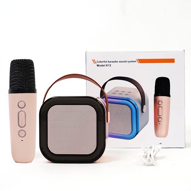 Hot Selling K12 LED Light Home Karaoke Machine Portable Bluetooth Mini Karaoke System Speaker for Kids