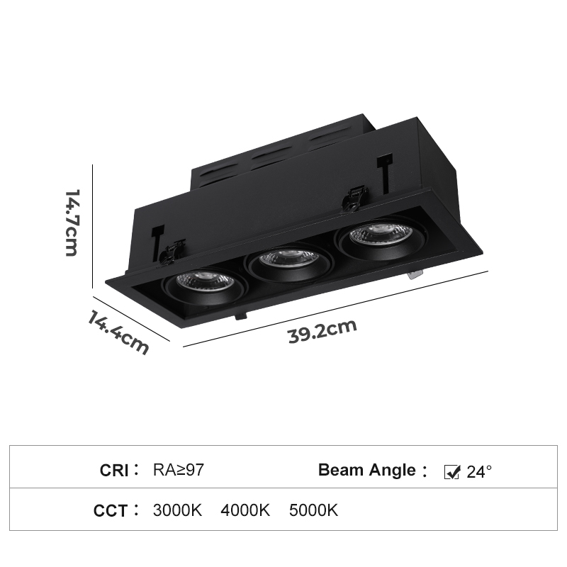 BQ80A/3*18W Zigbee 2700K-5700K nero AR80