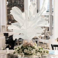 Dekorasi Kain Pernikahan Mewah Elegan NIKA, Tinggi 4ft 5ft, Bunga Organza Putih, Centerpiece Bunga 90cm