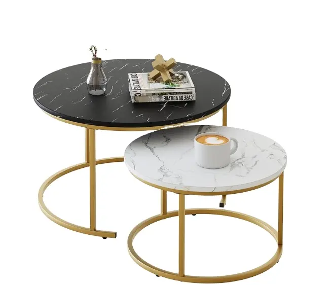 लिविंग रूम फर्नीचर के लिए हॉट सेलिंग स्टॉक कॉफी टेबल सेट 80*60 सेमी आयरन मेटल लकड़ी की चाय कॉफी टेबल