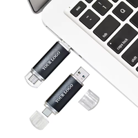 Gitra stik memori Usb Logo kustom, stik memori Usb 2 In 1, putar Usb 3.0 2.0 Otg logam Tipe C