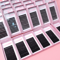 YasiLash Plateau de cils noir mat, extensions de cils individuelles en velours personnalisées sous marque privée, cils en soie faits à la main pour volume, vente en gros