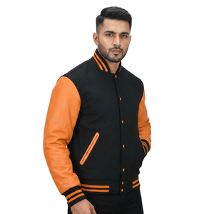 Blousons universitaires d'hiver pour hommes, style cool et personnalisé, très demandés, en cuir long XL avec doublure polaire légère pour joueurs de baseball - Product Image 1