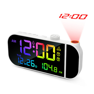 Led đầy màu sắc lịch đồng hồ với giây Trần Chiếu kỹ thuật số hình ảnh đồng hồ báo thức với FM <span class=keywords><strong>radio</strong></span> và chiếu thời gian hiển thị - Product Image 2
