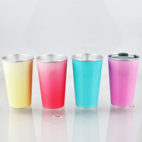 Tasse à bière portable en acier inoxydable de 16oz avec logo personnalisé pour eau froide, tasse à bière magique à sublimation pour le camping en plein air