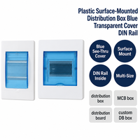 Boîtier de distribution à montage en surface Wanbo-537, couvercle transparent bleu, rail DIN, boîtier DB personnalisé, Chine