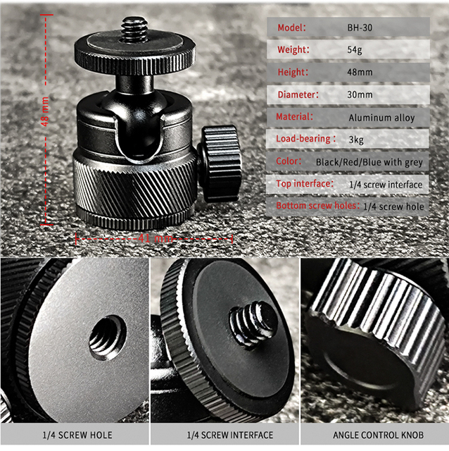 Aluminum Universal Tripod Ball Head | Durable Metal Rotating Camera Mount for Photography