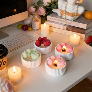 Flower Shaped Scented Gypsum <b>Cup</b> Candle Ribbed Gypsum Vessel Home Desktop Ornament For Wedding Guest Gift - Product Image 1