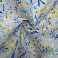 Tissu popeline de coton 60S imprimé numériquement, motif floral bleu, 110x110, tissu léger et respirant pour robe, chemisier, pyjama