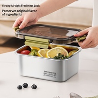Boîte à lunch en acier inoxydable 304, conteneur de stockage alimentaire pour pique-nique, réfrigérateur, congélateur, conservation de la fraîcheur, portable, cadeau