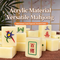 Jeu complet de tuiles de mahjong en acrylique de style tendance, lisses et polies, pour jeu de table familial avec mélangeur manuel