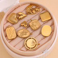 Accessoires vintage : Pendentifs géométriques tournesol et amour, breloques en acier inoxydable marguerites roses plaqué or 18 carats pour colliers et bracelets