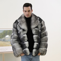 Manteau classique d'hiver bicolore en fourrure de style pain pour hommes Manteau de luxe en fourrure de renard blanc véritable pour hommes