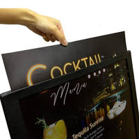 Menu lumineux en cuir A3 rechargeable, durable, noir, en gros, pour restaurant