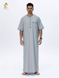 Thobe arabe élégant pour homme - Robe de prière douce à manches longues, lavable en machine, adaptée à toutes les saisons, idéale pour le Ramadan - Product Image 2