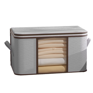 <b>Folding</b> Rectangle Non-woven Fabric Clothing <b>Storage</b> <b>Box</b>-Collapsible Multifunctional 66-105L Capacity - Product Image 2