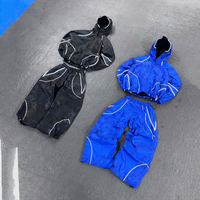 Conjunto Deportivo Reflectante Personalizado para Hombre, Sudadera con Cremallera Completa y Pantalones Holgados, Ropa Urbana Cyberpunk, Cortavientos para Hombre
