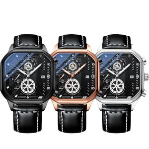 Reloj de Pulsera Multifuncional de Estilo Hip Hop para Hombre, CHENXI 904, Correa de Cuero, Esfera de Cristal, Pantalla de Agujas, Reloj de Cuarzo - Product Image 4