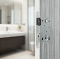 BBDHOME Sécurité moderne WC Porte de salle de bain 9050 Nickel satiné Corps de serrure à mortaise magnétique silencieux