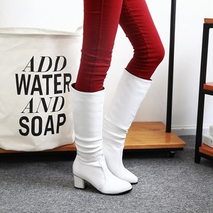 <span class=keywords><strong>Stivali</strong></span> Alti al Ginocchio da <span class=keywords><strong>Donna</strong></span> con Punta Affusolata, Slip-On, Plissettati, Tinta Unita con Funzione Rialzante - Product Image 4