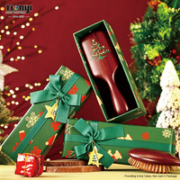 Boîte cadeau rigide personnalisée pour brosse à cheveux de Noël avec dorure à chaud, gaufrage, vernis sélectif et insert personnalisé