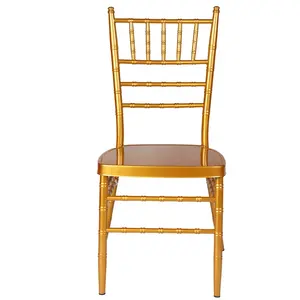 Sıcak satış ucuz fiyat saf demir çerçeve altın gümüş beyaz yuvarlak boru yüksek geri kolsuz toptan tiffany sandalye