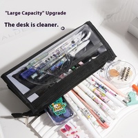 Nouvelle trousse à crayons transparente de grande capacité pour étudiants, sac de papeterie japonais simple pour stylos et crayons, vente en gros de papeterie