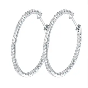 Boucles d'oreilles mode tendance 2024 grandes boucles d'oreilles femmes cerceau Moissanite diamant 925 boucle d'oreille en argent