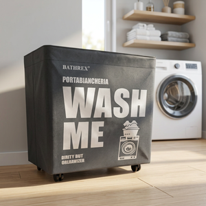 Cesto per Bucato Pieghevole in Plastica Bathrex con Ruote per Bagno e Conservazione Vestiti - Design Moderno Wash Me - Product Image 3
