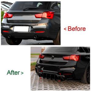 Per <span class=keywords><strong>BMW</strong></span> <span class=keywords><strong>serie</strong></span> <span class=keywords><strong>1</strong></span> F20 M Sport 2015-2018 ABS nero lucido paraurti posteriore per auto diffusore Spoiler Winglet Splitter Carbon Look - Product Image 5