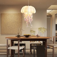 Lampes suspendues en forme de méduse pour appartement, villa, salle à manger, salon, escalier, en fer et soie