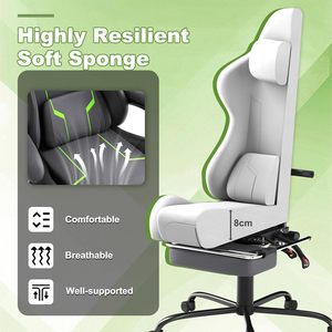 Chaise de jeu grise avec repose-pieds, appui-tête massant, <span class=keywords><strong>coussin</strong></span> <span class=keywords><strong>lombaire</strong></span> pour joueurs, salle de jeux, bureau, chaise inclinable pour jeux vidéo - Product Image 4