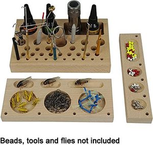Estación Organizadora de Accesorios de Pesca 3 en 1, Clásica, de Madera, para Atar Moscas, para Lago y Río, BTI-09E-8018 (B07) - Product Image 2